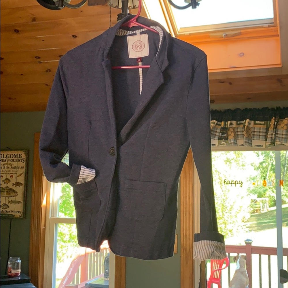 Denim blue cotton blazer